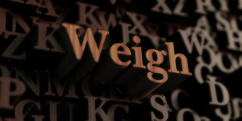 weigh - Wooden 3D rendered letters/message.  Can be used for an online banner ad or a print postcard.