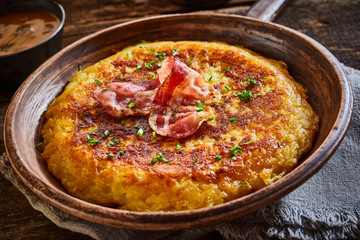 Crispy golden pan-fried Austrian potato fritter