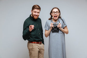 Bearded man with female nerd