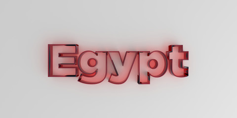 Egypt - Red glass text on white background - 3D rendered royalty free stock image.