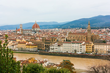 View from above of Firenze ,river and bridges from Piazzale Michelangelo