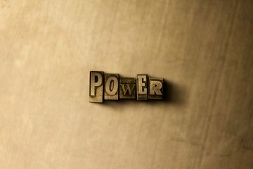 POWER - close-up of grungy vintage typeset word on metal backdrop. Royalty free stock illustration.  Can be used for online banner ads and direct mail.