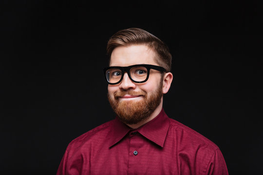 Smiling Male nerd in funny eyeglasses