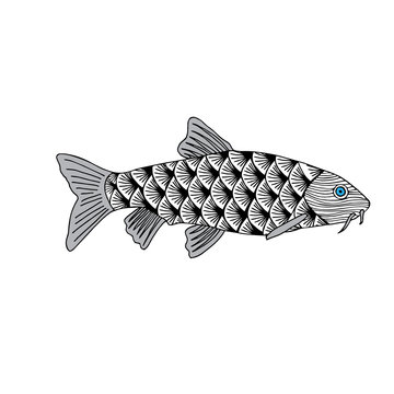 recommend clip art: Fish Hand drawn sketched vector illustration. Doodle graphic