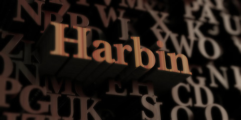 Harbin - Wooden 3D rendered letters/message.  Can be used for an online banner ad or a print postcard.