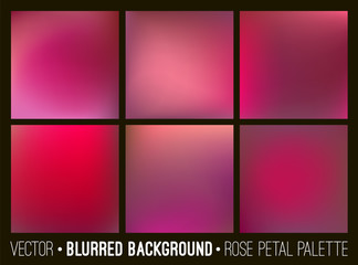 Fototapeta premium Red abstract blurred background set. Rose petal palette. Smooth design elements collection love concept
