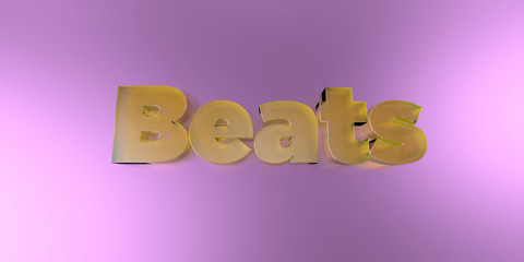 Beats - colorful glass text on vibrant background - 3D rendered royalty free stock image.