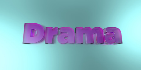 Drama - colorful glass text on vibrant background - 3D rendered royalty free stock image.