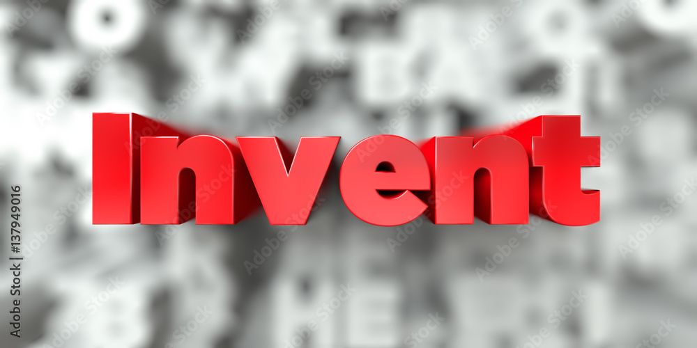 Fototapete Invent -  Red text on typography background - 3D rendered royalty free stock image. This image can be used for an online website banner ad or a print postcard.