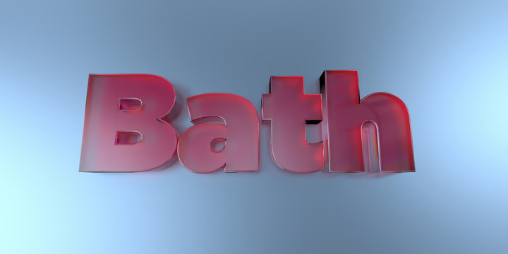 Bath - colorful glass text on vibrant background - 3D rendered royalty free stock image.