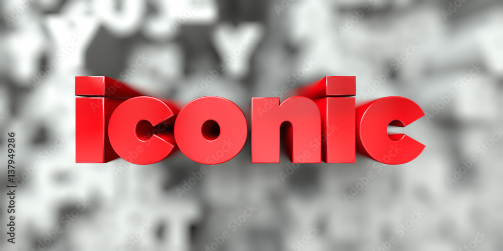 Fototapete iconic - red text on typography background - 3d rendered royalty free stock image. this image can be