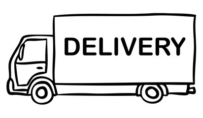 cartoon word delivery truck