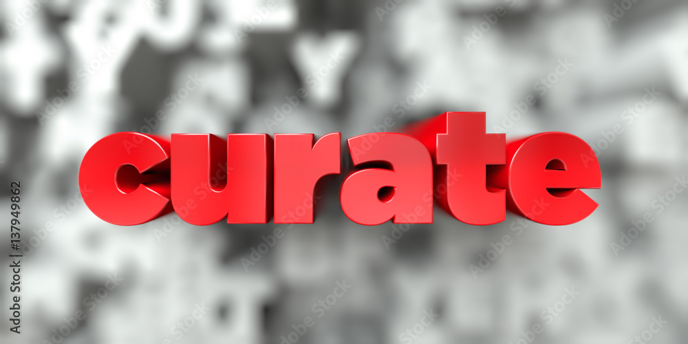 Fototapete curate - red text on typography background - 3d rendered royalty free stock image. this image can be