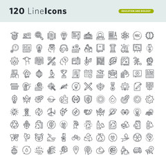 Set of premium concept icons for education and environment. Thin line vector icons for website design and development, app development, marketing presentation and print material.