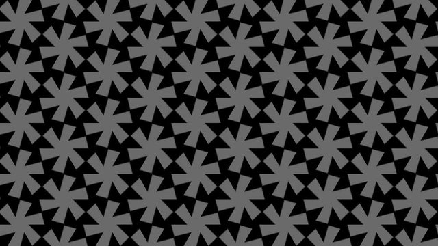 Looped Rotating Spiral. On a black background mosaic of slowly rotating the light-gray spirals, changing its pattern and returning to the initial form.