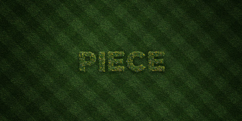 PIECE - fresh Grass letters with flowers and dandelions - 3D rendered royalty free stock image. Can be used for online banner ads and direct mailers..