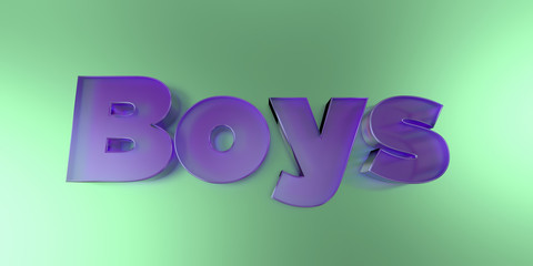 Boys - colorful glass text on vibrant background - 3D rendered royalty free stock image.