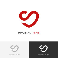 Immortal heart logo - health and infinity symbol. Love and medicine vector icon.