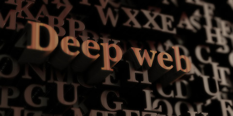 Deep web - Wooden 3D rendered letters/message.  Can be used for an online banner ad or a print postcard.