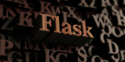 flask - Wooden 3D rendered letters/message.  Can be used for an online banner ad or a print postcard.