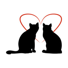 Two cats and heart