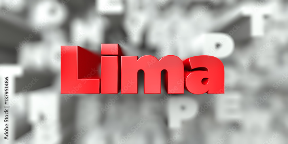 Fototapete lima - red text on typography background - 3d rendered royalty free stock image. this image can be u