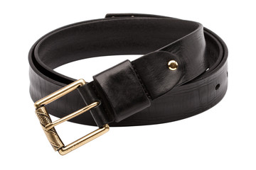 Closeup view of black men belt