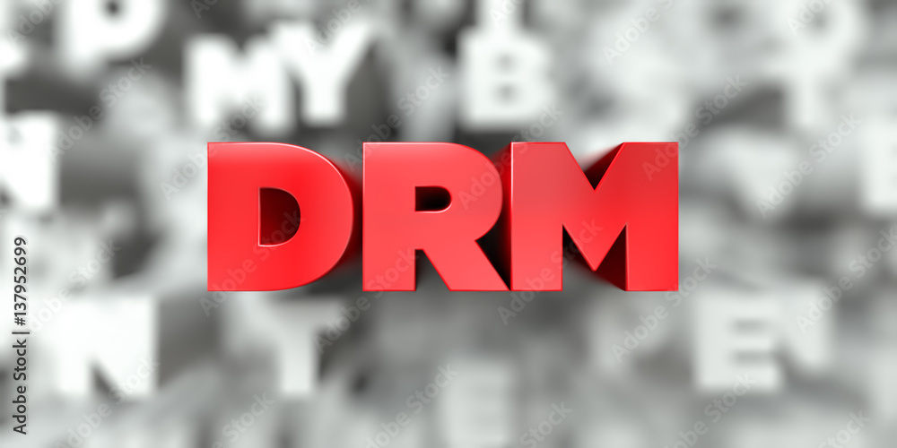 Fototapete drm - red text on typography background - 3d rendered royalty free stock image. this image can be us