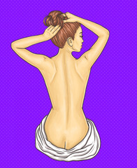 Beautiful slim nude woman turned her back