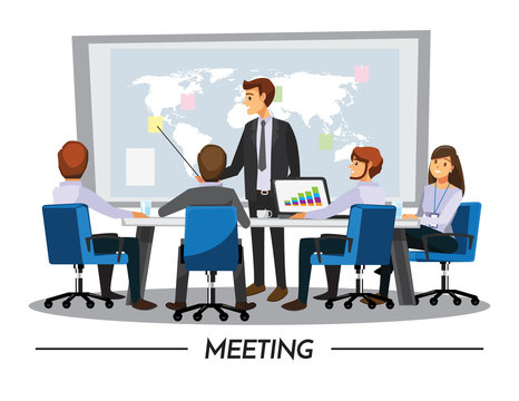 Business People Having Board Meeting,Vector illustration cartoon character