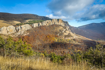 A walk in the mountains in autumn