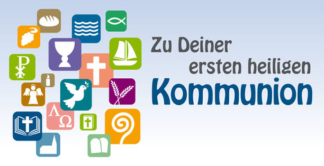 Karte mit Glückwunsch zur ersten heiligen Kommunion