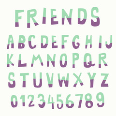 two tone color doodle font