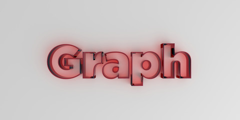 Graph - Red glass text on white background - 3D rendered royalty free stock image.