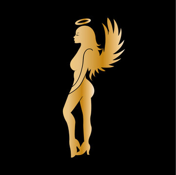 recommend clip art: Gold woman angel