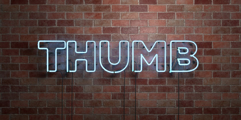 THUMB - fluorescent Neon tube Sign on brickwork - Front view - 3D rendered royalty free stock picture. Can be used for online banner ads and direct mailers..