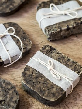 Homemade soap with coffee