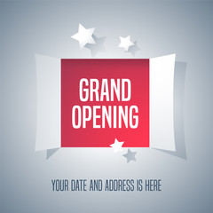Grand opening vector background with open door