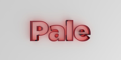 Pale - Red glass text on white background - 3D rendered royalty free stock image.