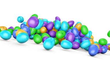 fallende Ostereier auf einem Haufen