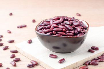 Grains Red bean on wood background