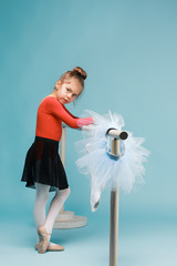 The little balerina dancer on blue background © master1305