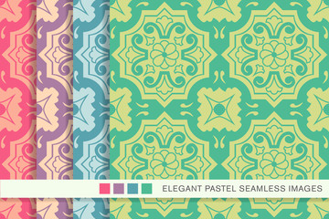 seamless pastel background set polygon flower cross