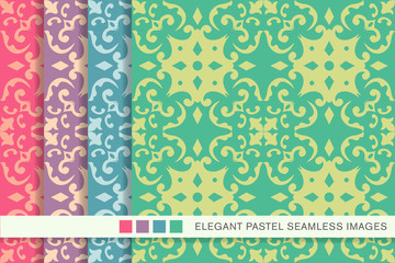 seamless pastel background set curve spiral kaleidoscope