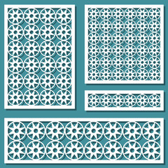 Set of geometric ornament pattern. Decorative element for laser cutting. vintage pattern. Vector illustration.