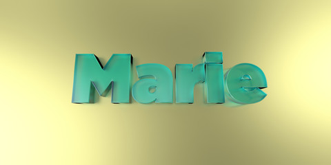 Marie - colorful glass text on vibrant background - 3D rendered royalty free stock image.