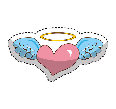 heart with angel wings isolated icon vector illustration design