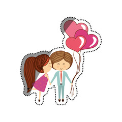 Lovely couple cartoon icon vector illustration graphic design