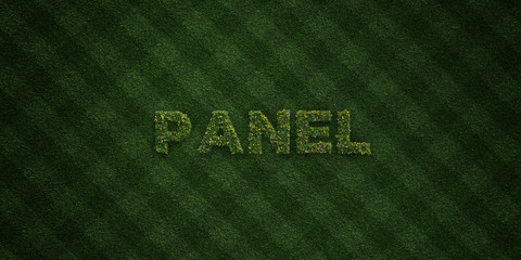 PANEL - fresh Grass letters with flowers and dandelions - 3D rendered royalty free stock image. Can be used for online banner ads and direct mailers..