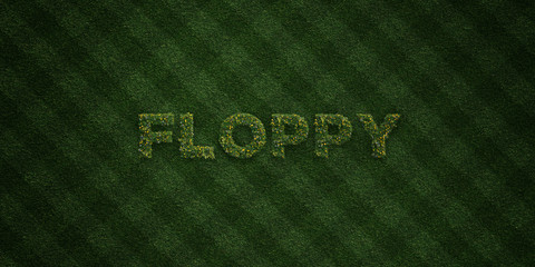 FLOPPY - fresh Grass letters with flowers and dandelions - 3D rendered royalty free stock image. Can be used for online banner ads and direct mailers..